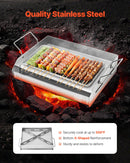 VEVOR Stainless Steel Griddle, 17x13 inch Universal Flat Top Rectangular Plate, Gas Grill Griddle for BBQ Grill, Teppanyaki, Portable Family Cookware with Handle, for Camping Tailgating Party