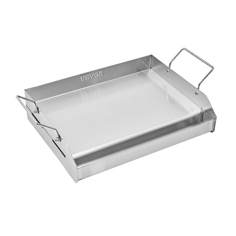 VEVOR Stainless Steel Griddle, 17x13 inch Universal Flat Top Rectangular Plate, Gas Grill Griddle for BBQ Grill, Teppanyaki, Portable Family Cookware with Handle, for Camping Tailgating Party