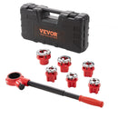 VEVOR Ratchet Pipe Threader Kit, 1/4" NPT - 1-1/4" NPT Manual Ratcheting Pipe Threader, Portable Pipe Threading Tool Set with 6PCS NPT Dies, Storage Case for Galvanized Aluminum Iron Copper Pipes