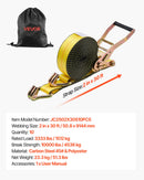 VEVOR Ratchet Straps, 50.8 mm x 9.1 m, Heavy Duty Tie Down Straps with Double J Hook, 4536 kg Break Strength, Tie Down Ratcheting for Moving, Trailers, Motorcycles, Kayaks, Car Roof, 10 Pack