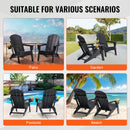 Adirondack Chair Plastic, Set of 2 All-Weather Portable Folding Fire Pit Chair, Outdoor Adirondack Patio Chair with Cup Holder, with Relaxing Arm Rest Ergonomic, for Garden, Backyard - Black