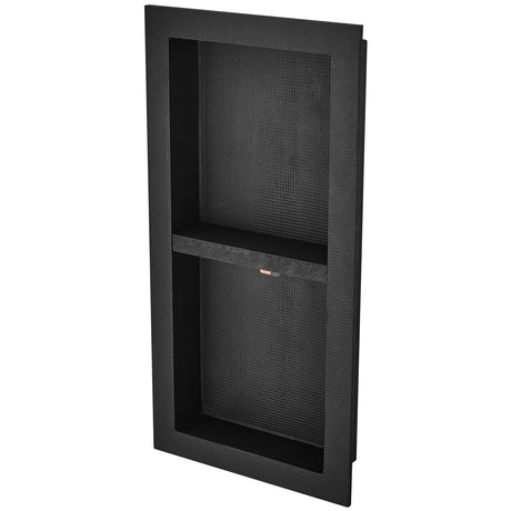 VEVOR Shower Niche Ready for Tile 40.64 x 81.28 cm, Double Shelf Organizer, Square Corners Wall-inserted Niche Recessed, Sealed Protection Modern Soap Storage Niche for Shower Bathroom, Black