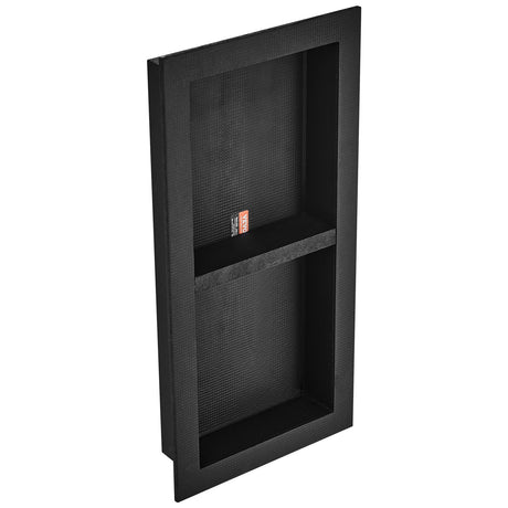 VEVOR Shower Niche Ready for Tile 40.64 x 81.28 cm, Double Shelf Organizer, Square Corners Wall-inserted Niche Recessed, Sealed Protection Modern Soap Storage Niche for Shower Bathroom, Black