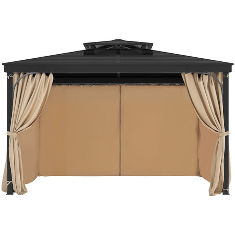 Gazebo Curtains Outdoor, Fit Most 10' x 10' x 6.7' Gazebos, 4-Panel Sidewall Gazebo Privacy Curtains with Zippers, Outdoor Curtain Replacement for Patio Canopy, Only Curtain, Khaki