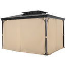 Gazebo Curtains Outdoor, Fit Most 10' x 10' x 6.7' Gazebos, 4-Panel Sidewall Gazebo Privacy Curtains with Zippers, Outdoor Curtain Replacement for Patio Canopy, Only Curtain, Khaki