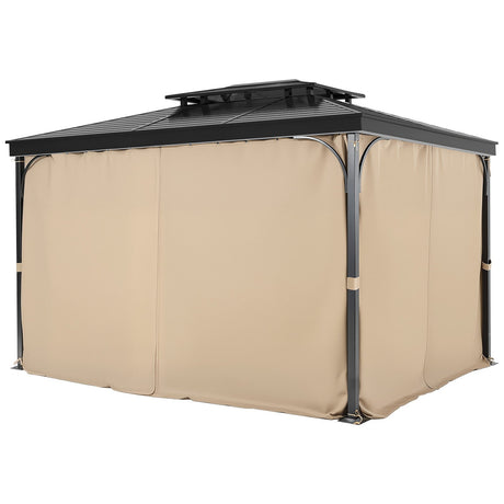 Gazebo Curtains Outdoor, Fit Most 10' x 10' x 6.7' Gazebos, 4-Panel Sidewall Gazebo Privacy Curtains with Zippers, Outdoor Curtain Replacement for Patio Canopy, Only Curtain, Khaki