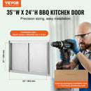 VEVOR BBQ Access Door, 889x610 mm Double Outdoor Kitchen Door, Stainless Steel Flush Mount Door, Wall Vertical Door with Handles, for BBQ Island, Grilling Station, Outside Cabinet