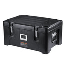 Insulated Food Pan Carrier, 36Qt Capacity, Stackable Catering Hot Box with 3 Stainless Steel Pans, Top Load LLDPE Food Warmer with Elastic Side Handles and Buckles, for Restaurant Canteen, Black
