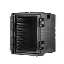 Insulated Food Pan Carrier, 82 Qt Hot Box for Catering, LLDPE Food Box Carrier w/ Double Buckles, Front Loading Food Warmer w/ Handles, Stackable End Loader for Restaurant, Canteen, etc. Black