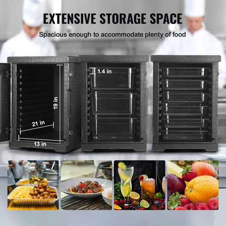 Insulated Food Pan Carrier, 90L Hot Box for Catering, LLDPE Food Box Carrier with Double Buckles, Front Loading Food Warmer for Restaurant, Canteen, etc.