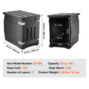 Insulated Food Pan Carrier, 90L Hot Box for Catering, LLDPE Food Box Carrier with Double Buckles, Front Loading Food Warmer for Restaurant, Canteen, etc.