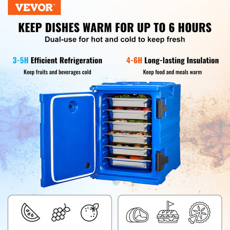 Insulated Food Pan Carrier, 90L Hot Box for Catering, Food Box Carrier with Double Buckles, Front Loading Food Warmer with Handles, Stackable End Loader for Restaurant, Canteen