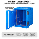 Insulated Food Pan Carrier, 90L Hot Box for Catering, Food Box Carrier with Double Buckles, Front Loading Food Warmer with Handles, Stackable End Loader for Restaurant, Canteen