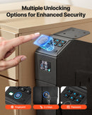 VEVOR Gun Safe, Slider Handgun Gun Safe with Screen, Fingerprint/Password/Key, 3-Way Quick Access Firearm Case Box with LED for 1 Pistol & Magazine, Mounted Gun Box for Nightstand Bedside Desk Car