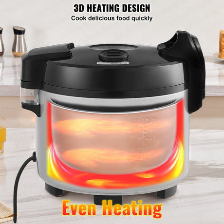 VEVOR Commercial Rice Cooker, 45-Cup Rice Cooker, 9 Liter Large Rice Cooker and Warmer with Nonstick Inner Pot, Fast Cooking and 12-Hour Keep Warm, with Rice Cup and Paddle, for Restaurant