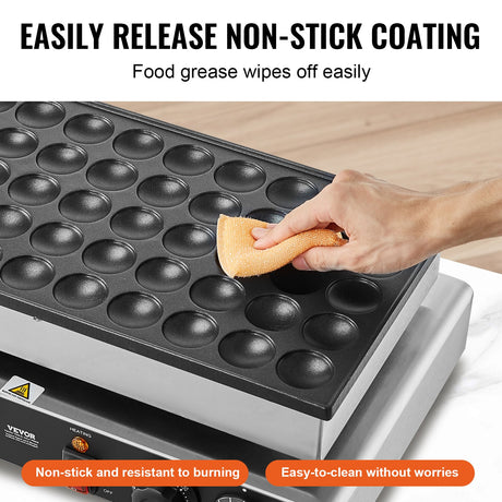 Mini Dutch Pancake Maker, 50PCS 43mm Diameter Dorayaki Baker Machine, 1700W Commercial Electric Poffertjes Grill, Non-stick Stainless Steel, Dual Temp & Time Control, for Home Kitchen Restaurant
