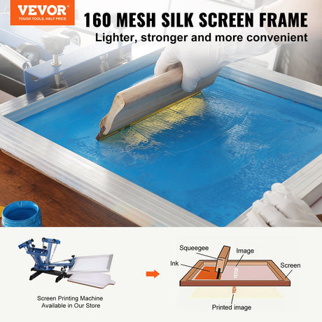 VEVOR Screen Printing Kit, 6 Pieces Aluminum Silk Screen Printing Frames, 20x24inch Silk Screen Printing Frame with 160 Count Mesh, High Tension Nylon Mesh and Sealing Tape for T-shirts DIY Printing
