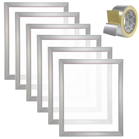 VEVOR Screen Printing Kit, 6 Pieces Aluminum Silk Screen Printing Frames, 20x24inch Silk Screen Printing Frame with 160 Count Mesh, High Tension Nylon Mesh and Sealing Tape for T-shirts DIY Printing