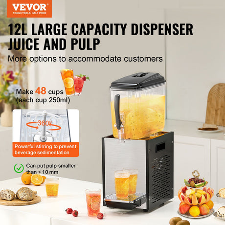 Commercial Beverage Dispenser 12L Cold Juice Ice Drink Dispenser for Party