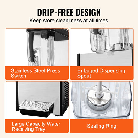 Commercial Beverage Dispenser 12L Cold Juice Ice Drink Dispenser for Party