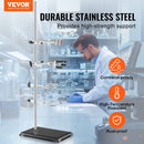 VEVOR Lab Stand Support, Laboratory Retort Support Stand 2 Sets, Steel Lab Stand 23.6" Rod and 8.3" x 5.3" Cast Iron Base, Includes Flask Clamps, Burette Clamps and Cross Clamps