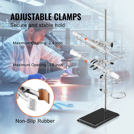 VEVOR Lab Stand Support, Laboratory Retort Support Stand 2 Sets, Steel Lab Stand 23.6