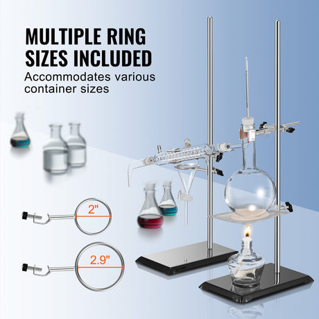 VEVOR Lab Stand Support, Laboratory Retort Support Stand 2 Sets, Steel Lab Stand 23.6