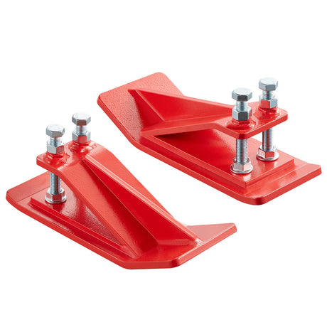 VEVOR Tractor Bucket Protector, 2PCS Heavy Duty Steel Bucket Edge Protectors, Edge Tamer Anti-Skid Device with Double Hexagon Lock Nuts and Bolts, for Snow, Leave Removal & Spreading Gravel (Red)
