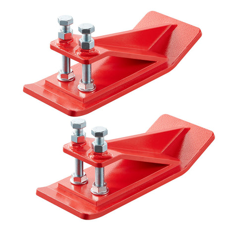 VEVOR Tractor Bucket Protector, 2PCS Heavy Duty Steel Bucket Edge Protectors, Edge Tamer Anti-Skid Device with Double Hexagon Lock Nuts and Bolts, for Snow, Leave Removal & Spreading Gravel (Red)