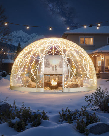 Garden Dome Tent, 3.6 x 2.2 m Outdoor Clear Bubble Tent for 4-7 Person, Weatherproof Geodesic Dome Greenhouse with Window, PVC Igloo Tents for Backyard Patios Camping Party Wedding