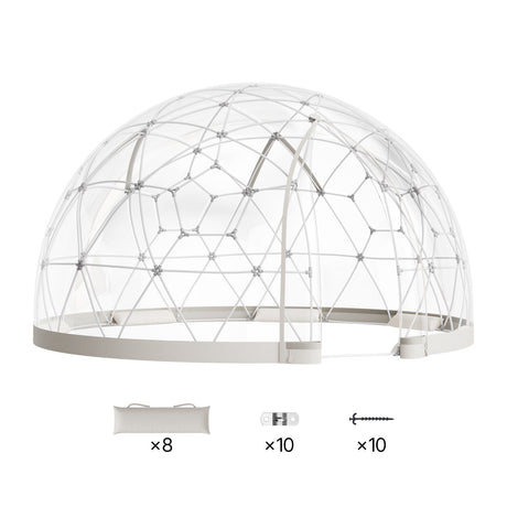Garden Dome Tent, 3.6 x 2.2 m Outdoor Clear Bubble Tent for 4-7 Person, Weatherproof Geodesic Dome Greenhouse with Window, PVC Igloo Tents for Backyard Patios Camping Party Wedding
