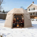 Pop up Gazebo Screen Tent, 3.6x3.6 m, 13-Sided Spherical Camping Canopy Tent with Removable Top & Carry Bag, Quick-Set & Bite-Proof, Screen House Sun Shelter for 8-10 Persons, Beige