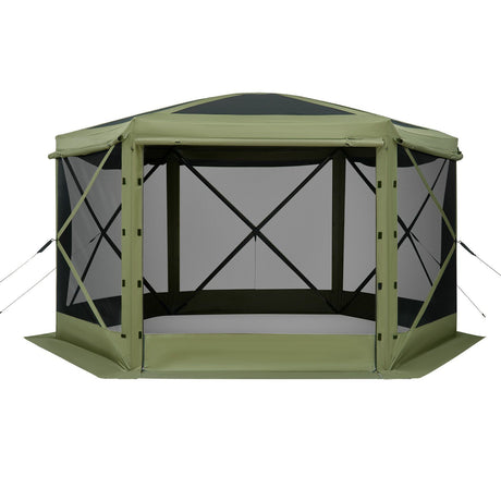 Pop up Gazebo Screen Tent, 3x3 m Large 6-Sided Camping Canopy Tent with Removable Top & Carry Bag, Quick-Set & Bite-Proof, Screen House Sun Shelter for 6-8 Persons Backyard Patio, Green