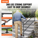 VEVOR Iron Handrail Stair Railing Hand Rail Kit 1-4 Steps Outdoor Black w/ Bars