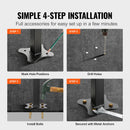 VEVOR Iron Handrail Stair Railing Hand Rail Kit 1-4 Steps Outdoor Black w/ Bars