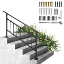 VEVOR Iron Handrail Stair Railing Hand Rail Kit 1-4 Steps Outdoor Black w/ Bars
