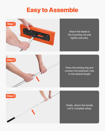 VEVOR Snow Roof Rake, 45cm Foam Blade, 2.25-5.62 m Adjustable Roof Snow Scraper, Extension Tubes & Non-Slip Handle, Lightweight Snows Removal Tool for House Leaves Debris Clearing