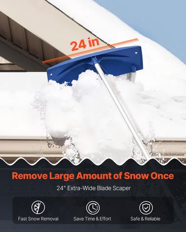 VEVOR Snow Roof Rake, 60cm PP Plastic Blade, 1.18-5.55 m Adjustable Roof Snow Scraper with Wheels, Anti-Slip Handle Snows Removal Tool, Lightweight House Rooftop Rake for Leaves Debris Removal