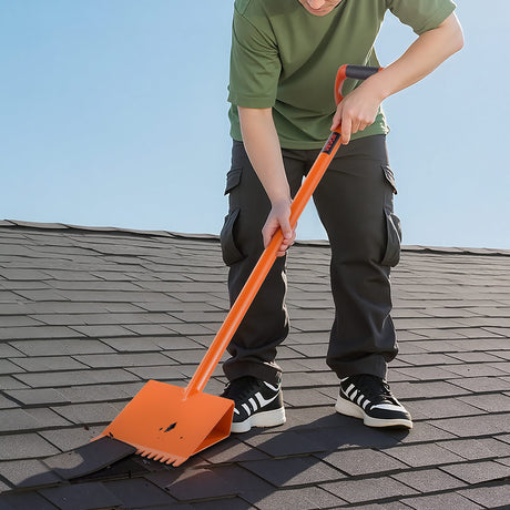 VEVOR Shingle Shovel 1 Pack, D-Grip Handle Shingle Roof Ripper, High Hardness 45# Steel & Lightweight Easy Tearing Off Roofing & Nails Tool, ideal for Commercial and Residential Use,Orange