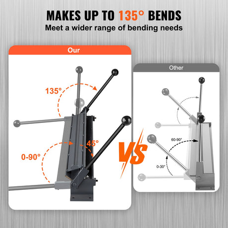 VEVOR Box and Pan Brake, 910 ± 10 mm, 0-130 Degrees Sheet Metal Bending Brake, Portable Mini Metal Bender with 20 Gauge Low Carbon Steel 14 Gauge Aluminum Capacity Power Handle, for Metal Bending