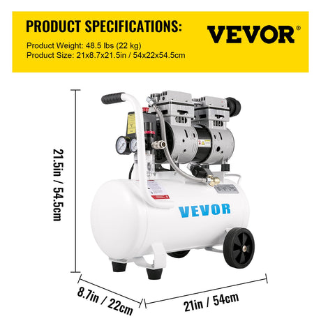 Air Compressor 6.6 Gallon, Portable Air Compressor 1 HP, Oil Free Air Compressor Steel Tank 750W, Pancake Air Compressor 115 PSI, Ultra Quiet Compressor for Home Repair, Tire Inflation