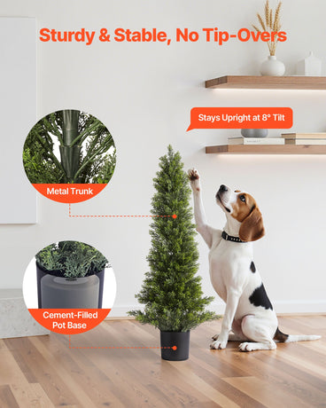 VEVOR Artificial Topiary Cedar Trees, 2 Set 914mm Faux Pine Shrubs Plants, Fake Silk Tree Look Real, Easy Assembly for Decor Front Porch Outdoor Patio Garden Balcony Backyard Indoor Office