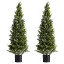 VEVOR Artificial Topiary Cedar Trees, 2 Set 1219mm Faux Pine Shrubs Plants, Fake Silk Tree Look Real, Easy Assembly for Decor Front Porch Outdoor Patio Garden Balcony Backyard Indoor Office