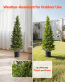VEVOR Artificial Topiary Cedar Trees, 2 Set 1219mm Faux Pine Shrubs Plants, Fake Silk Tree Look Real, Easy Assembly for Decor Front Porch Outdoor Patio Garden Balcony Backyard Indoor Office