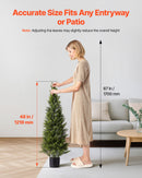 VEVOR Artificial Topiary Cedar Trees, 2 Set 1219mm Faux Pine Shrubs Plants, Fake Silk Tree Look Real, Easy Assembly for Decor Front Porch Outdoor Patio Garden Balcony Backyard Indoor Office