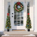 VEVOR Artificial Topiary Cedar Trees, 2 Set 1219mm Faux Pine Shrubs Plants, Fake Silk Tree Look Real, Easy Assembly for Decor Front Porch Outdoor Patio Garden Balcony Backyard Indoor Office