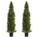 VEVOR Artificial Topiary Cedar Trees, 2 Set 1524mm Faux Pine Shrubs Plants, Fake Silk Tree Look Real, Easy Assembly for Decor Front Porch Outdoor Patio Garden Balcony Backyard Indoor Office
