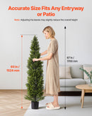 VEVOR Artificial Topiary Cedar Trees, 2 Set 1524mm Faux Pine Shrubs Plants, Fake Silk Tree Look Real, Easy Assembly for Decor Front Porch Outdoor Patio Garden Balcony Backyard Indoor Office