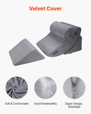 VEVOR Wedge Pillow for Sleeping, 4 Pcs Adjustable Orthopedic Bed Wedge Set, Support Leg Neck Shoulder, Post Surgery Pillow for Back Pain, Acid Reflux, Snoring Relief, Sitting up in Bed, Dark Grey