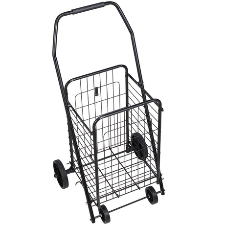 VEVOR Shopping Cart, Folding Grocery Utility Cart with Swivel Wheels, 40.8 kg Large Load Capacity, Heavy Duty Rolling Laundry Basket Butler for Laundry, Shopping, Camping, Grocery, Luggage, Black